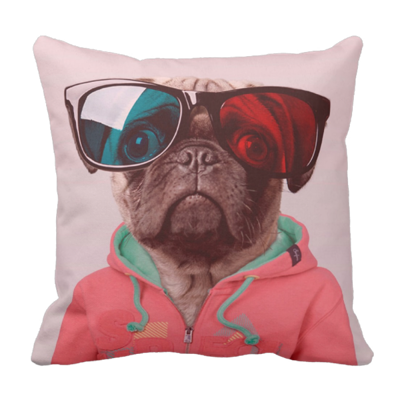 Poduszka pies MOPS PUG hipster pod-6187