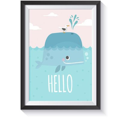 Plakat wieloryb HELLO PLA-0010