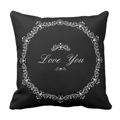 Poduszka czarna Shabby LOVE YOU pod-6128